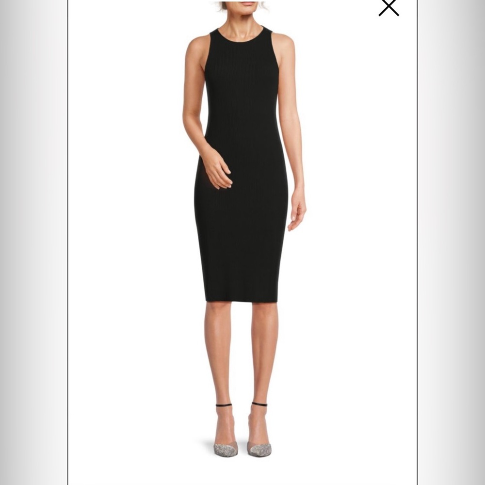 Vince Ribbed Sleeveless Dress Black NWT